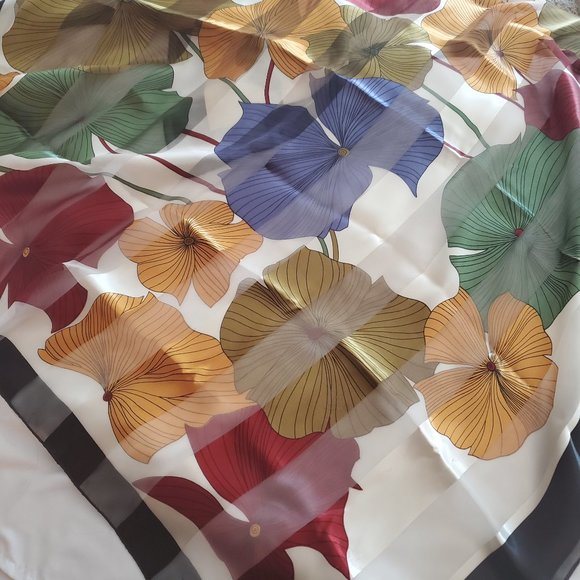 VTG ART SCARF SILKY ALL OVER ABSTRACT FLORAL - Picture 5 of 12